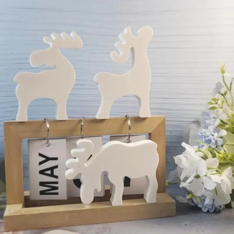 Cement Plaster Silicone Mold Cute Elks Candle Mold 3 Elk Deer DIY Handmade Christmas Deer Ornaments Decoration