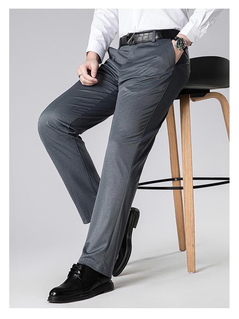 2026 Spring/Summer Men's Lightweight Casual Knit Pants - Fashionable, Versatile, Straight-Leg, Loose Fit for Middle-Aged Men