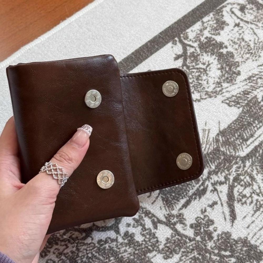 New Korean Retro Women Wallets Short Zipper Multi-Card Money Bag Soft PU Leather Business Card Case Card Bag Pouch