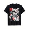 Men'S Japanese Cyberpunk Anime T-Shirt - Black Retro Techwear Graphic Tee with Red Highlights - Manga Streetwear Top for Anime Events & Everyday Wear