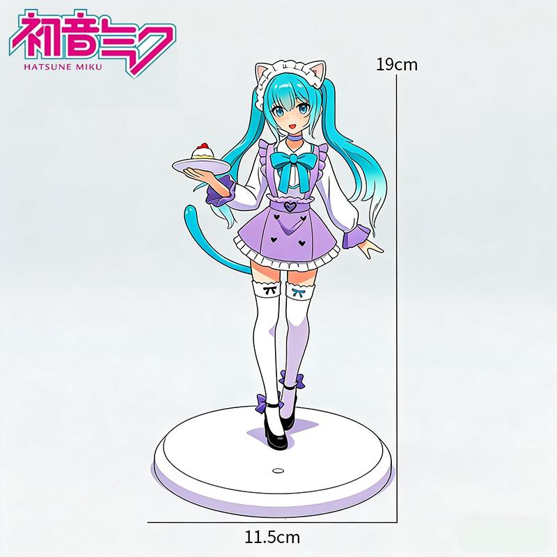 New In Stock Hatsune Miku Cat Ear Maid Collectible Anime Action Kwaii Miku Figures Model Toys Christmas Gifts