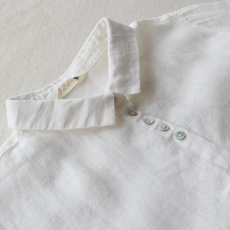 2025 Summer Fashion Plus Size Women's Cotton Linen Mid-Length Lapel Dress - Loose, Simple, and Slimming.