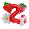 12pcs/set Strawberry Daisy Flower Balloons 32inch Red Number Balloon for Berry First Birthday Girls Sweet Fruit Party Decoration