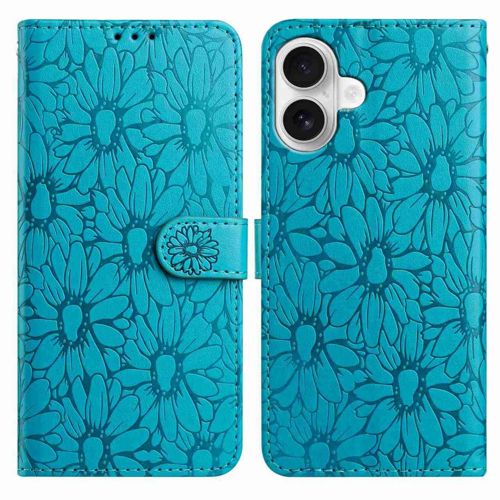 For iPhone 17 Leather Case Daisy Imprint Wallet Stand Phone Protective Cover