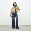 Qiushui Yiren Retro Plaid Patchwork Zipper Jacket