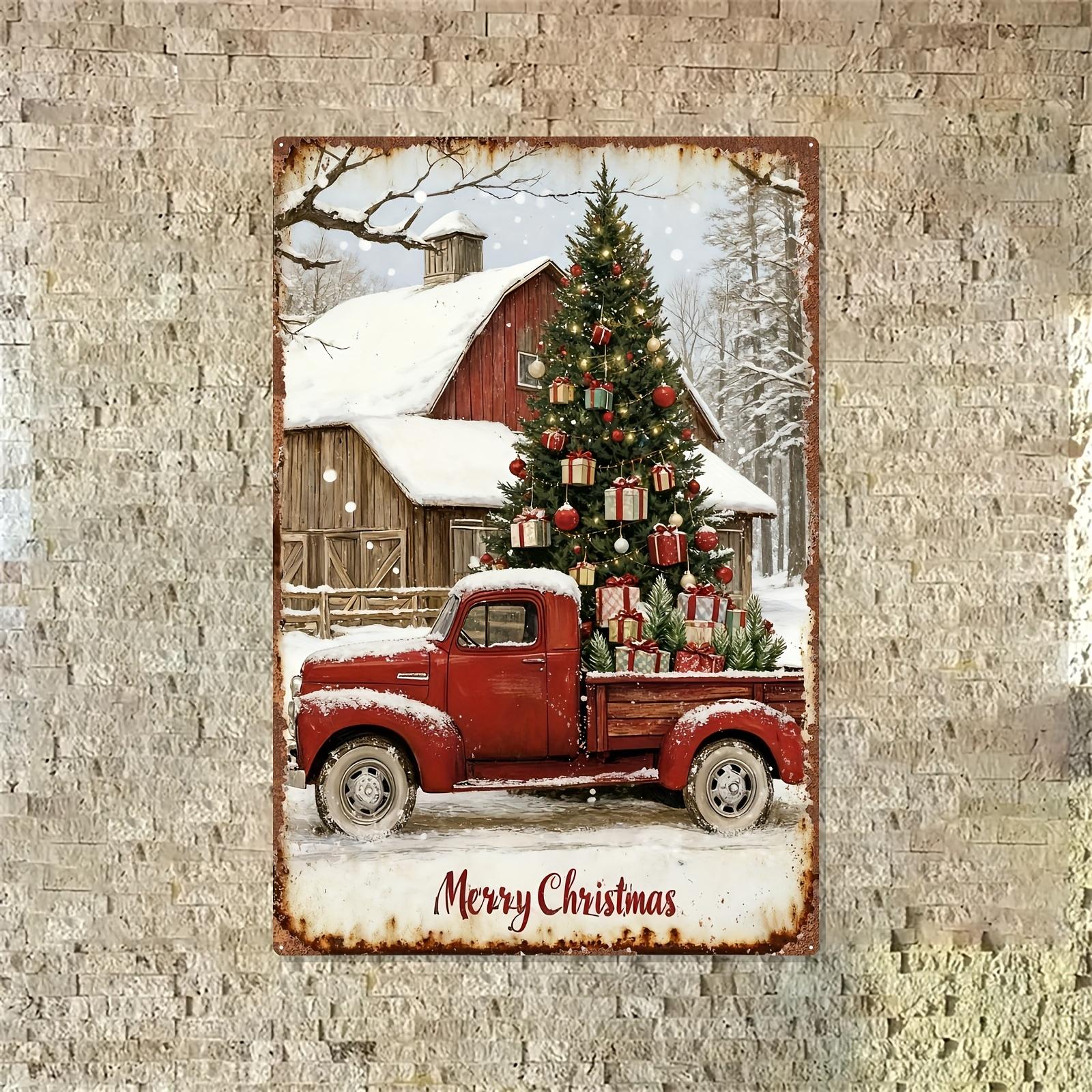 

2D Flat - A Captivating Metal Plaque, Retro Christmas Tin Art Ideal for Home Decor, Measuring 20*30Cm/8*12Inch, Perfect for Hall 20x30cm（7.8x11.8inch）
