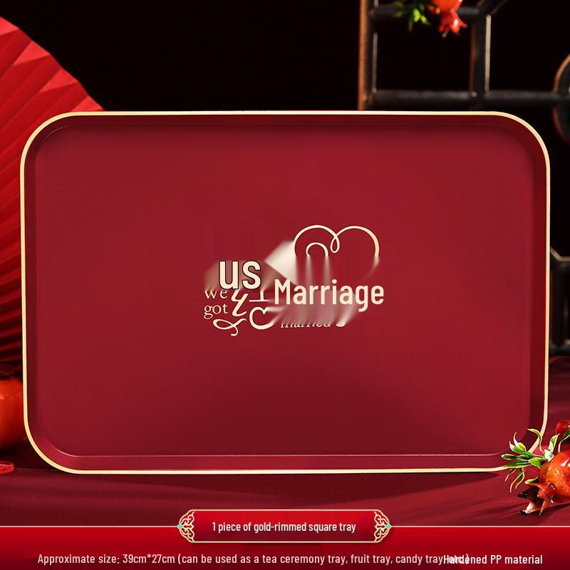 Red Festive Wedding Serving Tray for Fruit and Candy