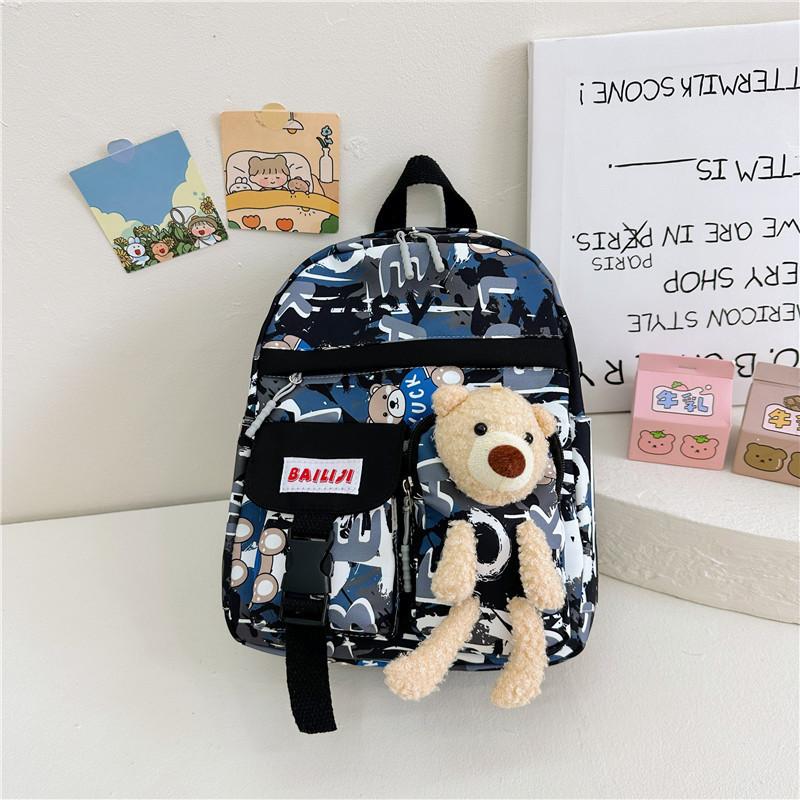 Adorable Cartoon Bear Toddler Backpack Lightweight Nylon School Bag For Kids чёрный