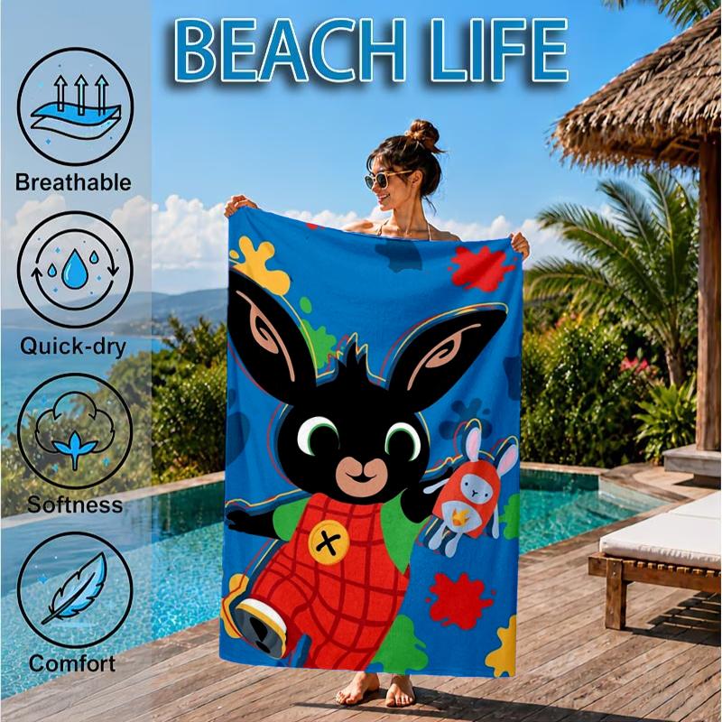 Bunny And Friends Adventure Beach Towel, Microfiber Beach Towel, Perfect For Pool, Beach, Travel, Home Decor Beach Party Fan gifts