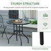 80 cm Round Dining Table with Parasol Hole, Outdoor Coffee End Side Table with Tempered Glass Top, Steel Frame for Garden, Black