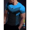 Stretchy Fit Geometric Print Crew Neck T-Shirt - Quick-Dry, Moisture-Wicking, Summer Fitness, Training, and Gym Wear - Ideal for Men's Sports