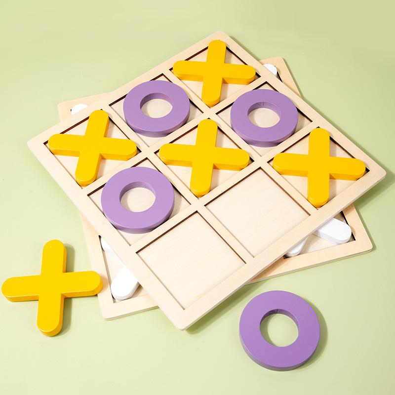Wooden XO Tic-Tac-Toe Puzzle: Children's Early Education & Thinking Exercise Game for Kindergarten