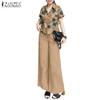 ZANZEA Women Floral Short Sleeve Shirt and Pants Summer Two Piece Suit Sets