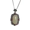 12-Piece Vintage Ethnic Style S925 Silver & Hetian Jade Pendant Set with Auspicious Cloud and Ga'u Box Design