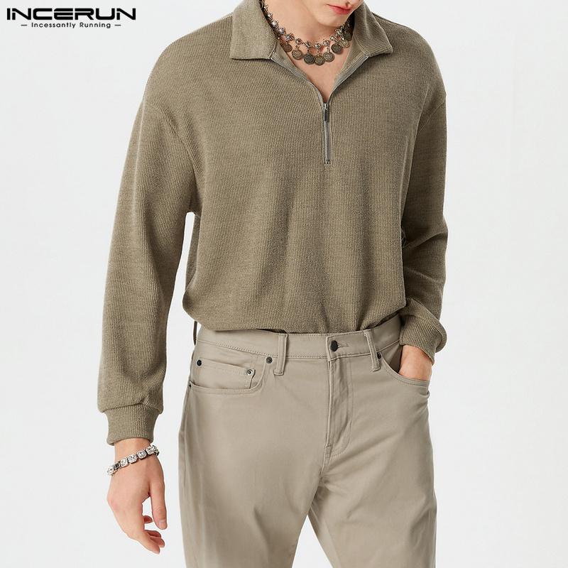 

INCERUN свободные мужские свитера с длинным рукавом на молнии S