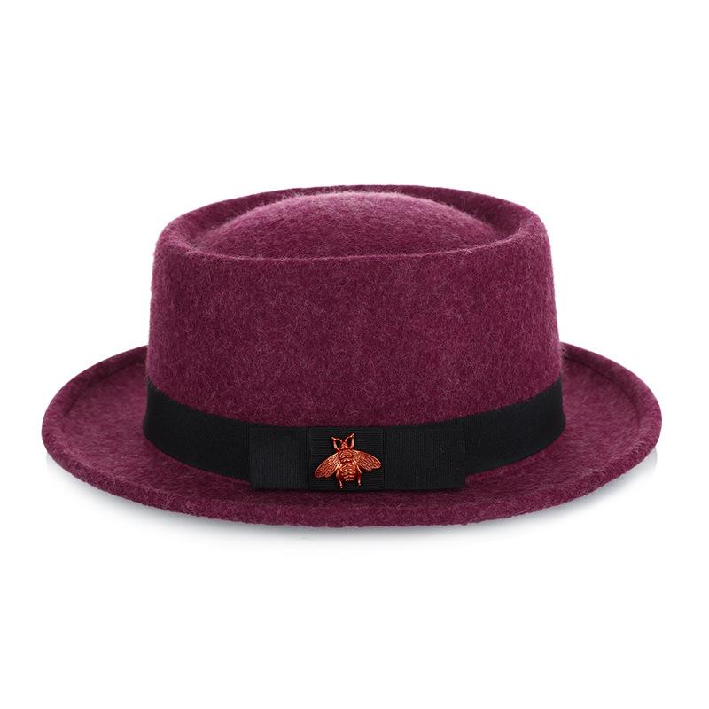 Hat Autumn and Winter Women Pure Wool Jazz Hat Fashion Bee Accessories Traditional Craft Felt Hat