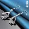 925 Sterling Silver Three Line Water Droplet Piercing Earrings Fashionable Wedding Jewelry