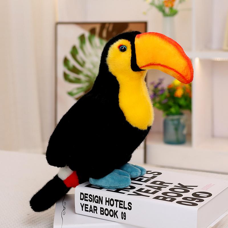 25cm Like Real Parrot Toucan Bird Plush Toy Stuffed Red Green White Black Animal Plushie Home Decor Birthday Gift