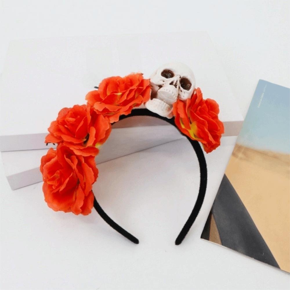 Halloween Decor Skull Head Headband Simulation Flower Gothic Flower Hairband  Party