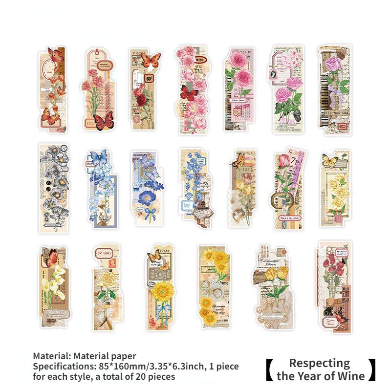 

Винтажные креативные ботанические наклейки с цветами-бабочками для декоративных наклеек DIY (Нет поддержки) Respecting the Year of Wine