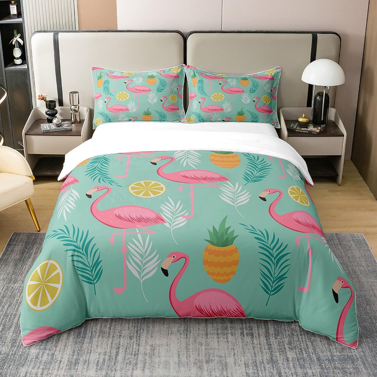

Comforter Flamingo Tropical Animal Flamingo Pattern Bedding Set For Kids Boys Girls Soft Microfiber King Comforter Comforter (quilt)-EU Single(135*200cm)3pcs