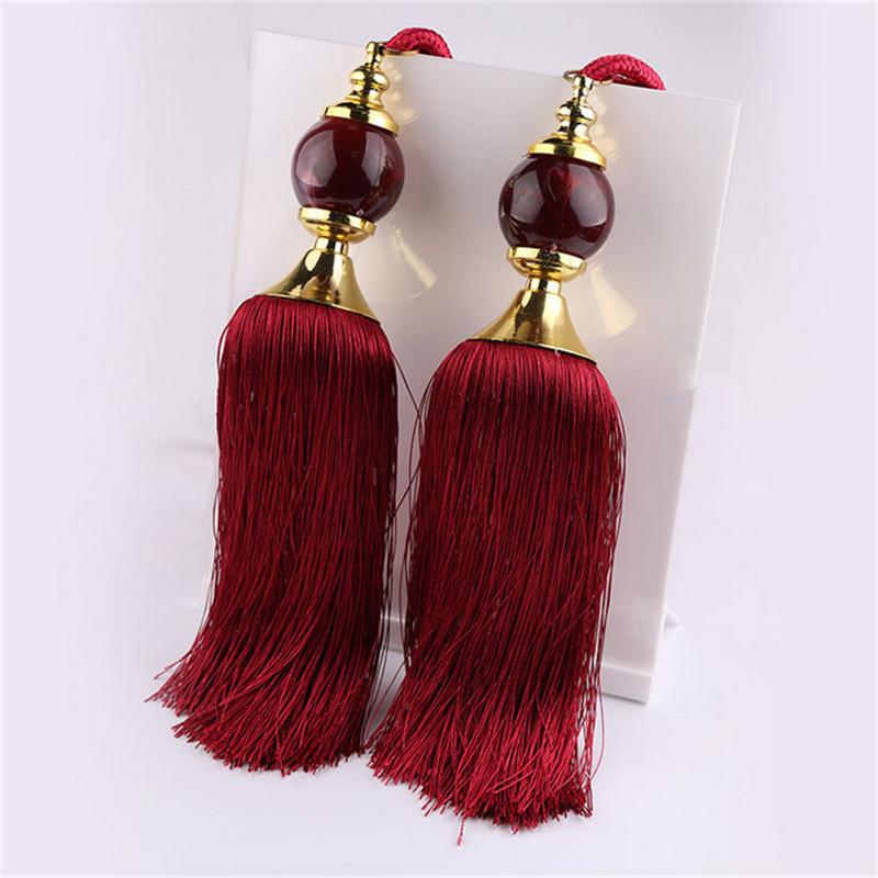 1 Pair Window Curtain Accessories Crystal Hanging Balls Tassel Hand Knitting