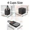 Dark Gray Portable Insulated Drink Carrier Foldable Cup Holder For Car Travel Delivery Coffee Beverage Outdoor Daily Storage