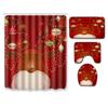 Christmas Shower Curtain Floor Mat Combination Four-Piece Set Bathroom Toilet Carpet Shower Room Mat Foot Mat