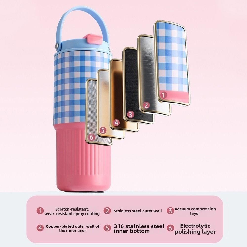 Portable Outdoor Insulated Mug Creative Coffee Tumbler with Handle Drinking Straw Cup  Kitchenware