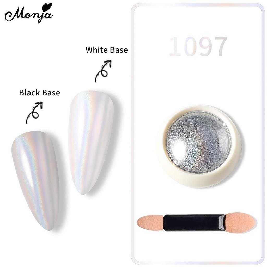 Monja Chrome Mirror Nail Powder Moonlight White Pearl Powder Nail Glitter Rubbing Pigment Bright Shiny Effect Manicure Decoration