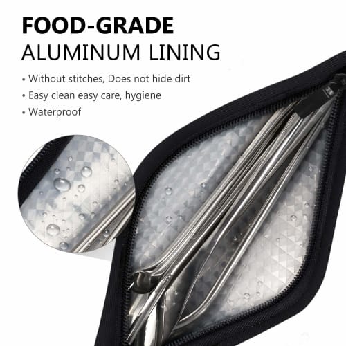 Aosbos Reusable Straw Pouch, Carry Case for Metal Straws, Paper Straws, Plastic Straws, Disposable Straws, Silicone Straws, Tumbler Straw Case, Stainl