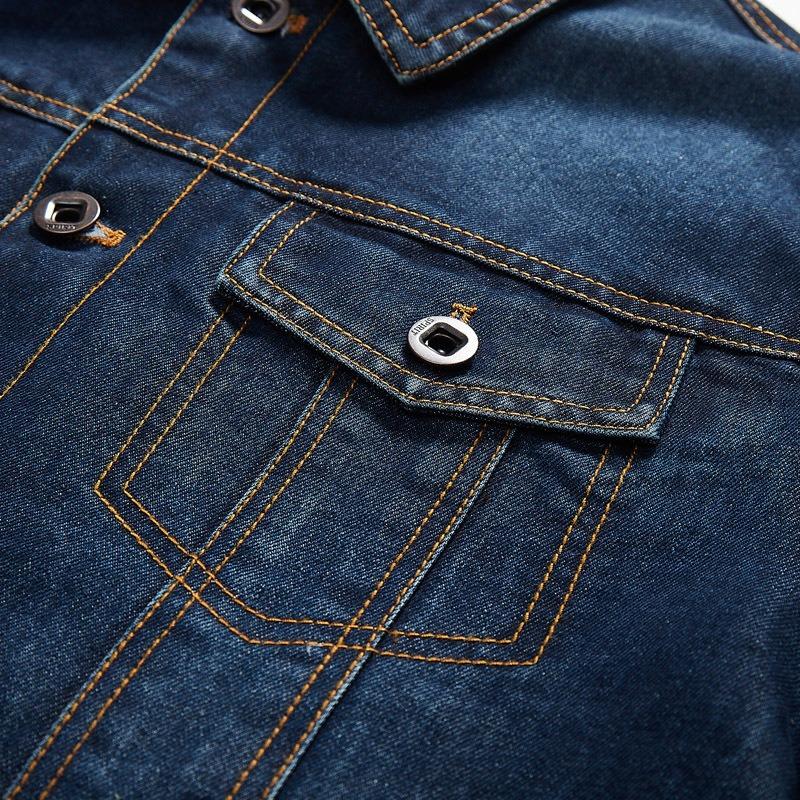 New autumn casual men's denim jacket large size multi-pocket lapel jacket