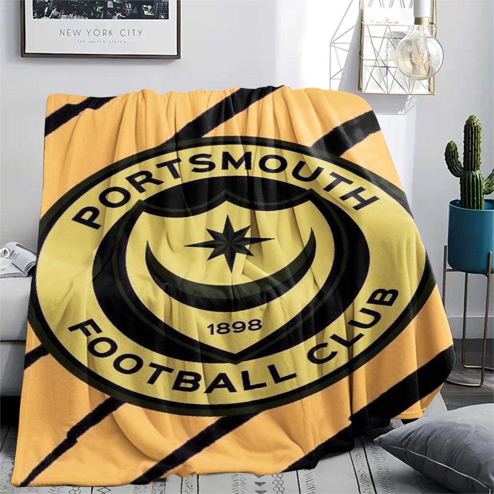1PC Portsmouth FC Print Flannel Blanket, High Quality Comfortable for All Seasons, Home Decor, Warmth and Comfort, Perfect for Christmas Gifts