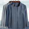 Spring, Autumn and Summer Dad Long-sleeved Shirt Middle-aged and Elderly Male Grandpa Old Man Shirt Loose Cotton and Linen