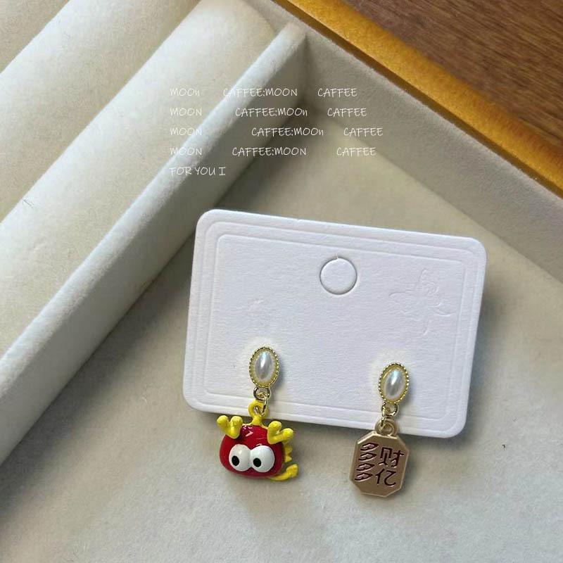 

Асимметричные серьги-иглы из стерлингового серебра с маленькими драконами для женщин