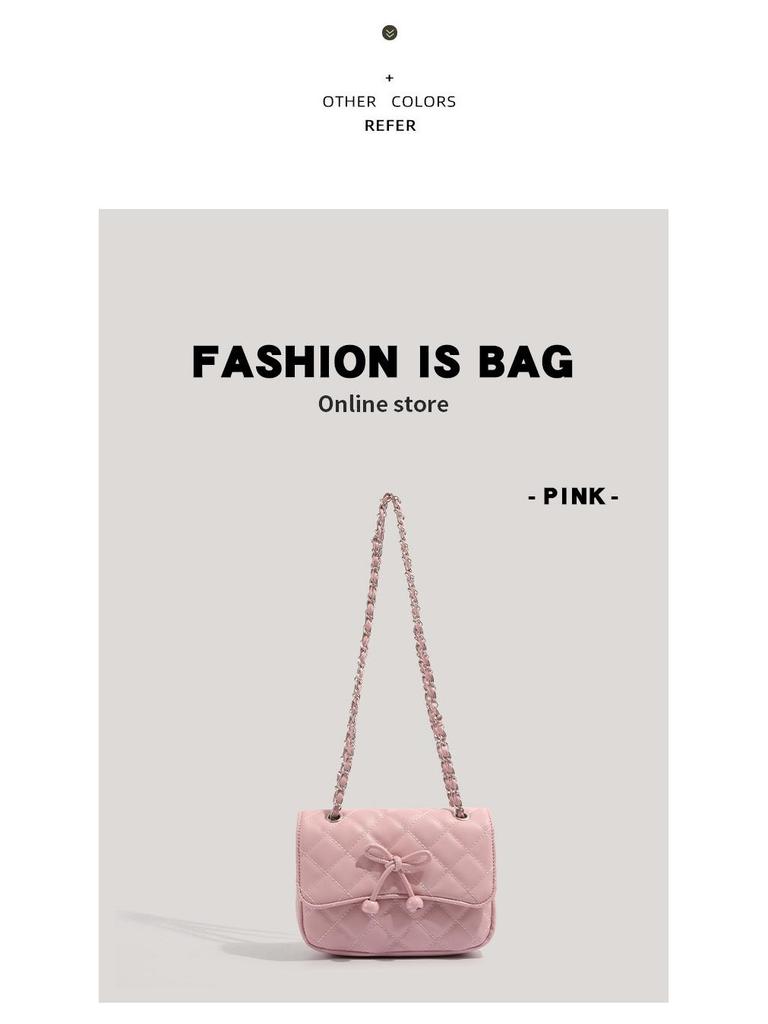 2025 Women's Fashion Bow Small Square Crossbody Bag - Versatile and Chic with Chain Detail