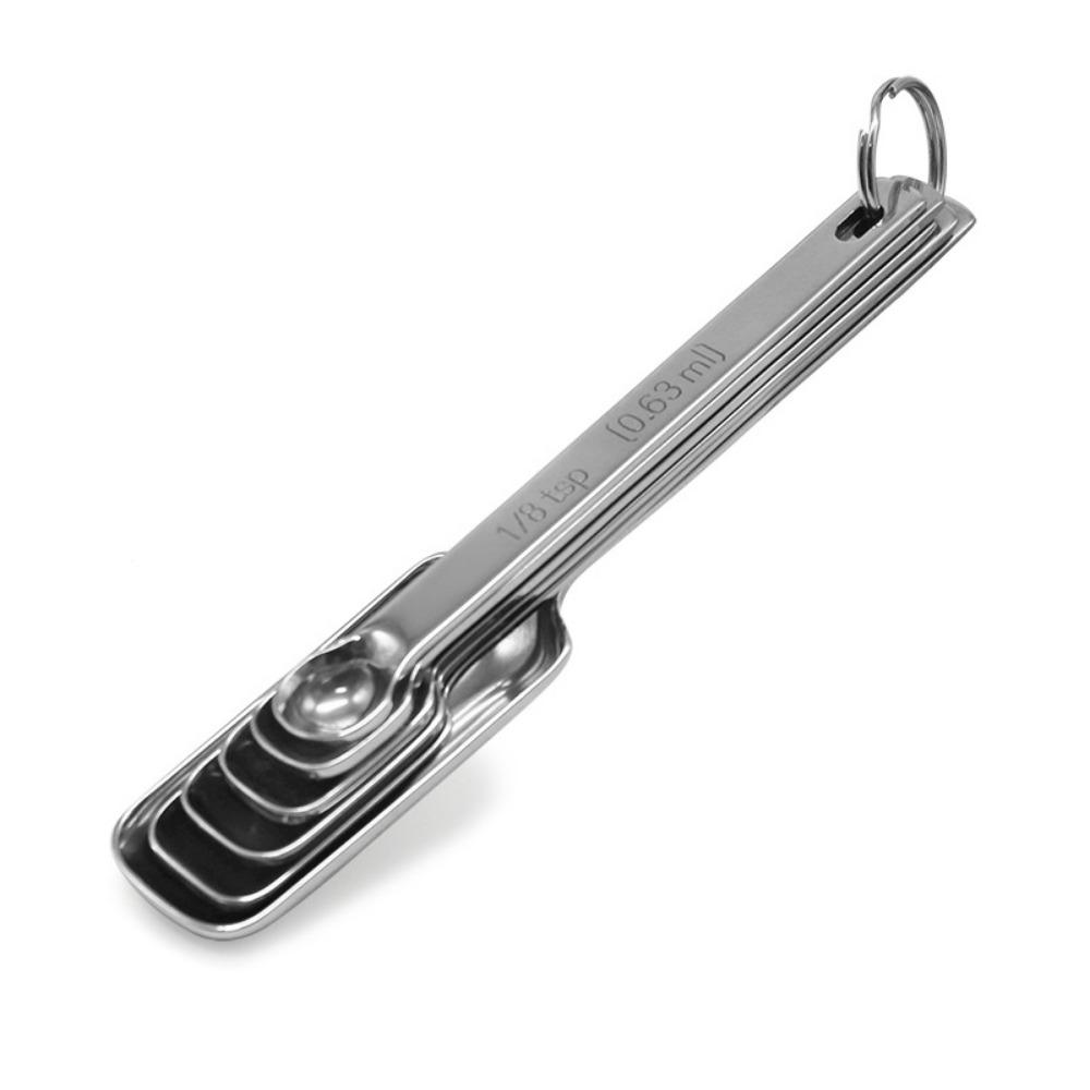 6 ks Nerezových odměrek s měřítkem Kuchyňské náčiní Obdélná hlava Vaření Pečení Lžíce Přenosná Mléčný prášek