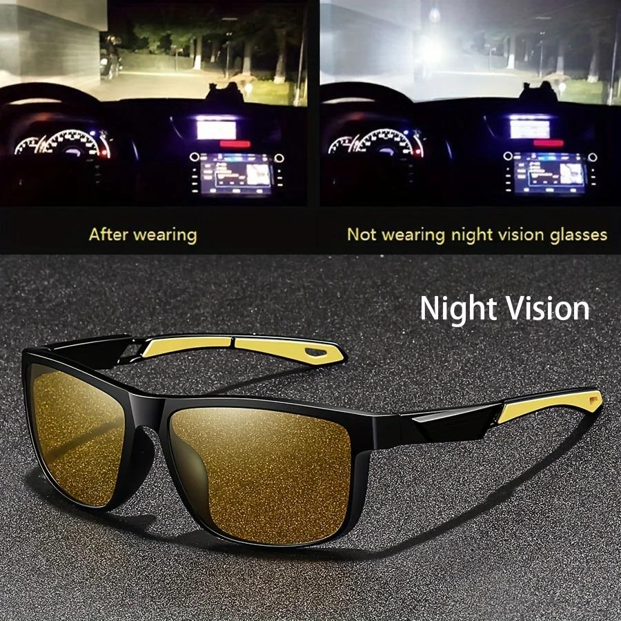 Square Yellow Night Vision Anti-Glare Goggles for Men Women Driving Fishing Beach Sunglasses Protection Polycarbonate Glasses