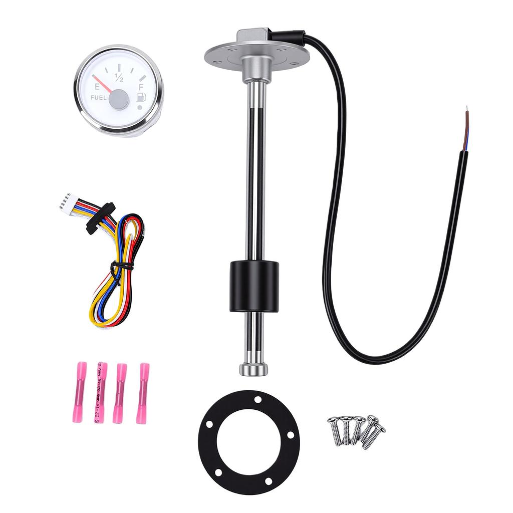 High Resolution Fuel Level Sending Unit and Gauge Kit 8in Stainless Steel Fuel Water Level Sensor for Boat Truck RV Car