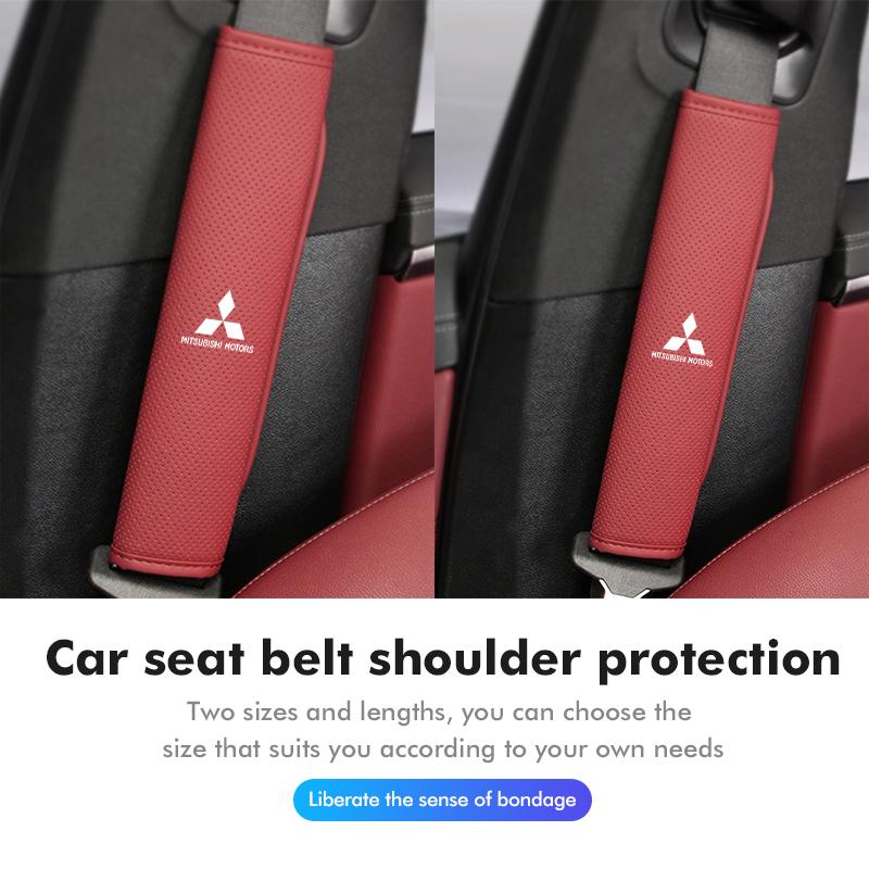 For Mitsubishi Car Leather Safety Belt Shoulder Protector Cover Padding Outlander Lancer L200 ASX Pajero Grandis Eclipse