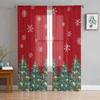 Christmas Tree Bows Stars Snowflakes Sheer Curtains for Living Room Decoration Window Curtains Kitchen Tulle Voile Curtains