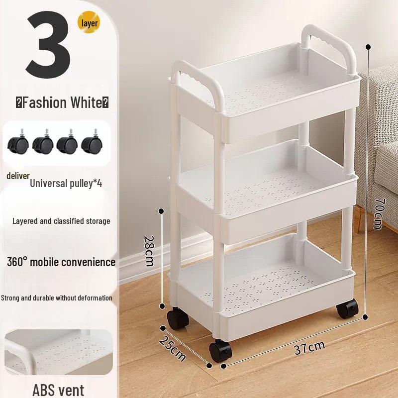 Compact Multi-Layer Movable Storage Rack for Snacks and Bathroom Essentials