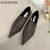 Fashion SUOJIALUN 2025 Autumn Women Flat Shoes Fashion Pointed Toe Slip On Ladies Laofer Shoes Soft Sole Flat Heel Casual Ballerinas Sho