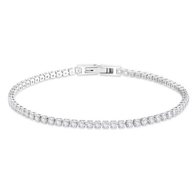 KRKC&CO Damen Tennisarmband, 2 mm breit, Zirkonia, 14 Karat vergoldet, Chirurgenstahl, CZ Diamanten, Hypoallergen, Funkelnd, Bling Schmuck,