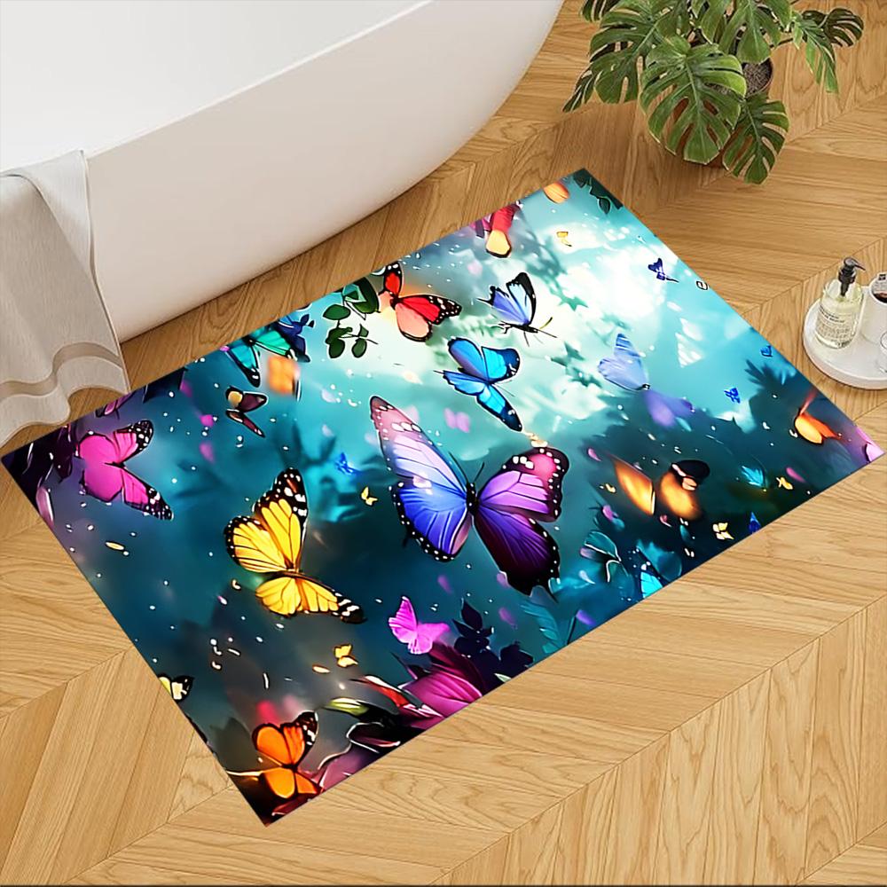 Purple Butterfly Night Magic Non-Slip Home Carpet Design for Office Decor Living Room Bedroom Gift