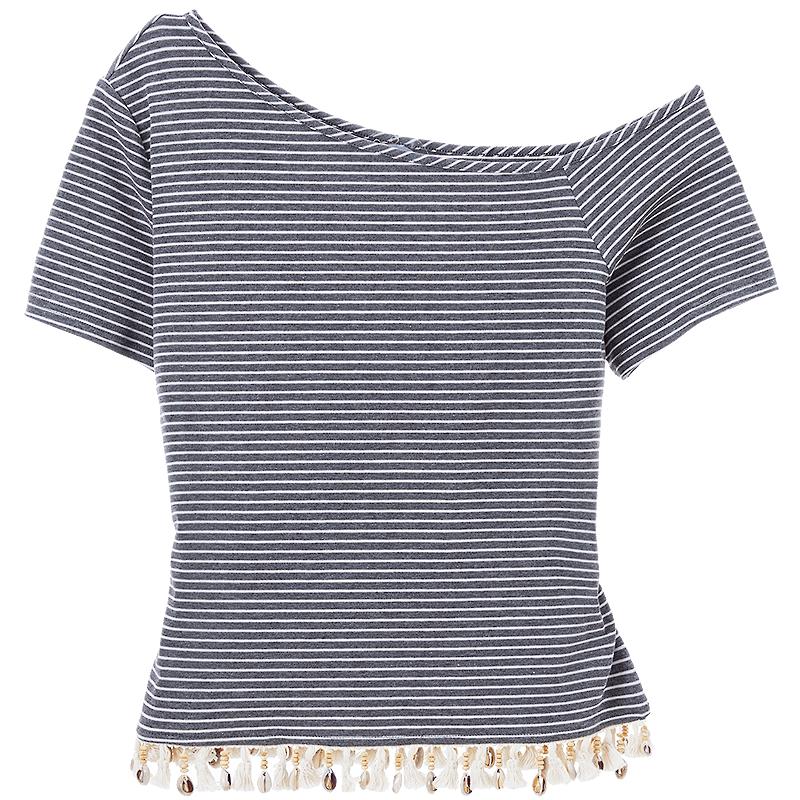 Betu Women s Off-Shoulder Striped Short-Sleeve T-Shirt M