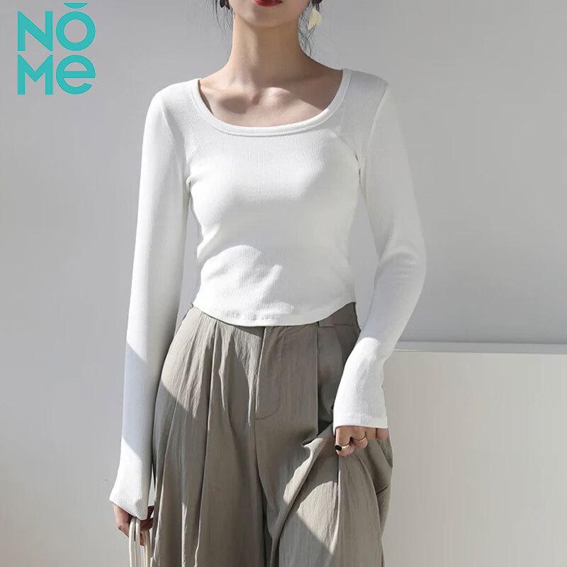 NOMe Ribbed U-Neck Long-Sleeve Slim Crop Top