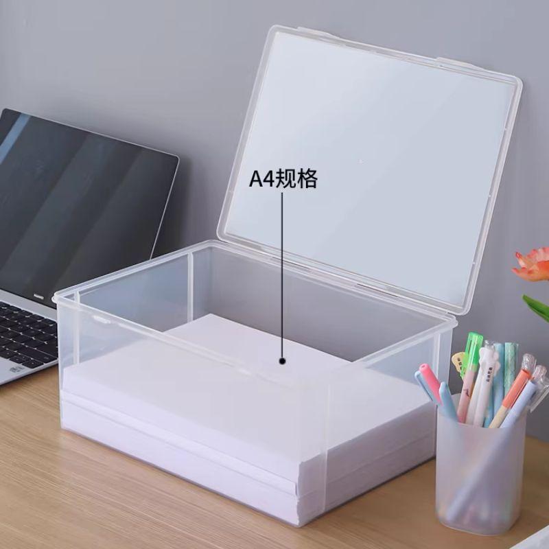 Clear Square Plastic Storage Box Large Capacity Transparent Desktop Document Organizer Case