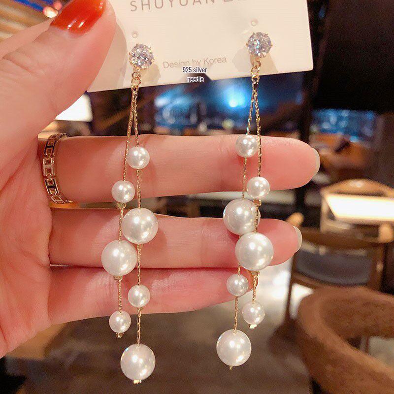 925 Silver Fairy Pearl Earrings: Elegant Korean Dongdaemun Fashion, Versatile Studs with Celebrity Style