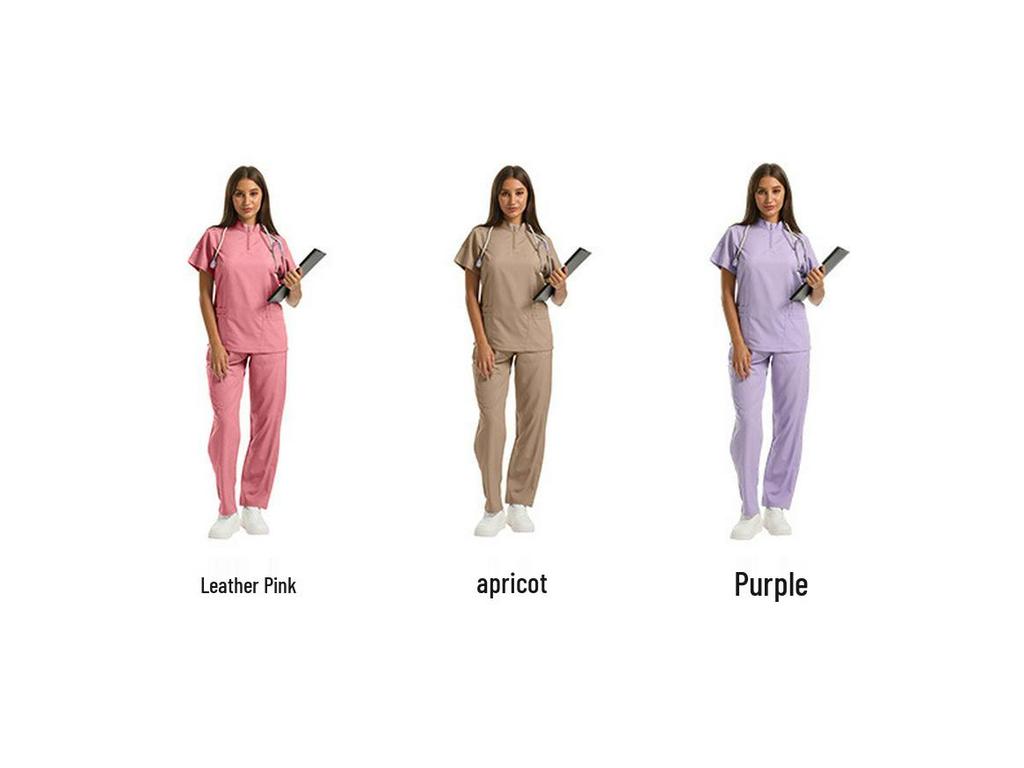 Damen Kurzarm Reißverschluss Scrub Set für Tierpflege, Krankenhaus, Arzt, Krankenschwester